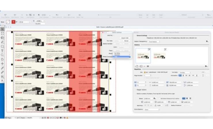 Hybrid’s Defective Printhead Indicator highlights affected imposition areas, providing quality control through integration with the Labelstream press.